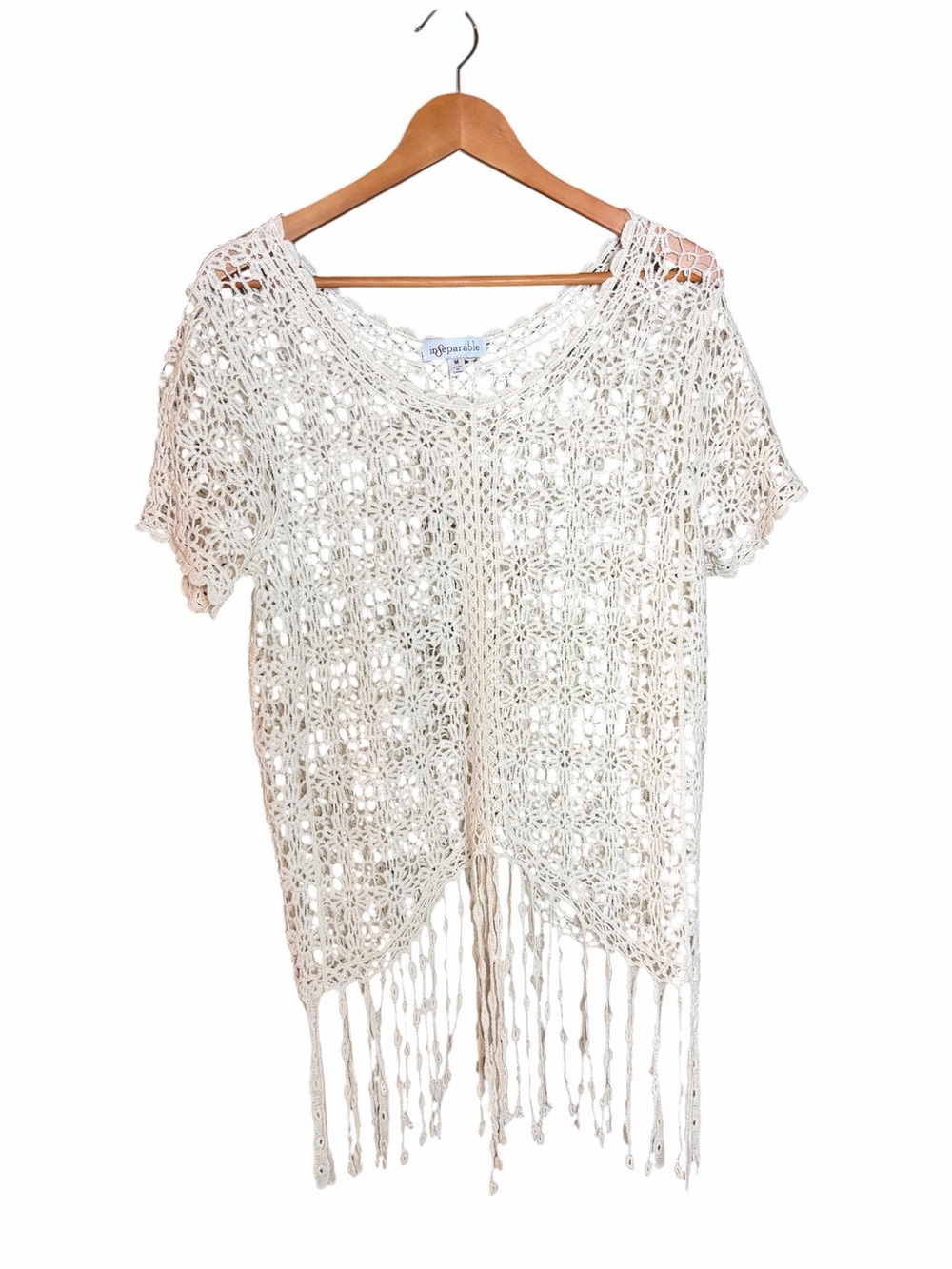 Inseparable 100% Cotton Crochet Fringe Top Boho Western Nashville SZ-M